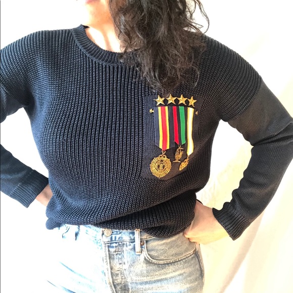 Military Motif Sweater by Linda Allard Ellen Tracy - Picture 2 of 16